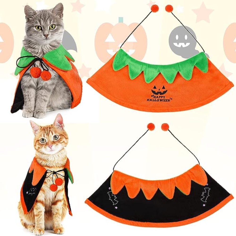Cat Halloween Pumpkin Costume Reversible Cape